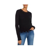 Aqua Womens XS Black Destructed Cable Knit Long Sleeve Sweater NWT T45 - $568.34 MXN
