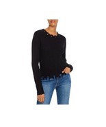 Aqua Womens XS Black Destructed Cable Knit Long Sleeve Sweater NWT T45 - $29.39