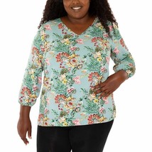 Mario Serrani Women&#39;s Plus Size 2X Blue Floral Tunic Top NWT - £9.25 GBP