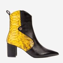 The Saturn Yellow Snake Leather Block Heel Women Boot image 2