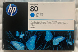 HP 80 Cyan Ink Cartridge 350mL C4846A For HP DesignJet 1000 1050C 1055CM Genuine - £21.07 GBP