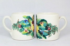 Pier 1 Imports Set of 2 Cup Mug Grapes Leaves Vine Size 14 Oz - £15.81 GBP