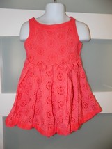 JANIE AND JACK WATERCOLOR POPPY EYELET CORAL/ORANGE DRESS SIZE 2T GIRL&#39;S - $20.72