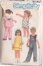 Simplicity 1984 Vtg Ptrn 6730 Sz 4 Child&#39;s Sundress, Jumper, Top Overalls Pants - £2.39 GBP