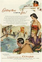 1952 Cunard Cruise Ship Queen Mary Vintage Print Ad - $2.50