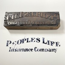 Vintage Printing block People’s Life Insurance Company 4 5/8 x 1/4” - £13.21 GBP