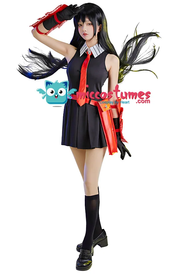 Women Anime Dress Set School Uniform Cosplay Costume Sleeveless Short Dress with - £76.58 GBP