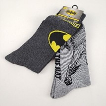 Batman Socks 2 Pair Men&#39;s Crew 6-12 Grey DC Comics New - $14.75