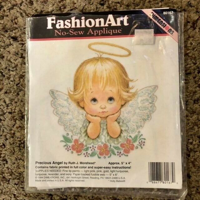 Vintage 1994 Dimensions Precious Angel No-Sew Applique 80167 Open Package - $11.88