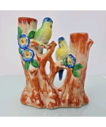Made in Japan Double Flower Bud Vase Holder BOHO Kitschy Parrots Orange ... - $35.30 CAD