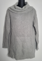Lucky Brand Womens Medium Gray Tunic Sweater Cowl Neck Knit Pockets Wool Alpaca - £15.63 GBP