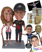 Personalized Bobblehead Zombie Baseball Couple In Baseball Outfit - Holidays &amp; F - £119.88 GBP