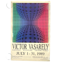 Victor Vasarely Vintage 1989 Exhibit Poster Signed Raura San Francisco Op Art - £115.63 GBP