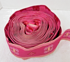 NOS Vintage Brocade Woven Ribbon Trim Shades of Pink w Gold 11 yards 1.5... - $28.22