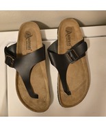 Autenti Men’s Brown Black Leather Flip Flops Sandals Made in Spain EU 44... - $58.08 CAD