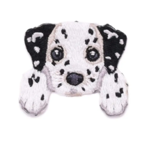 Embroidery Patch Sew or Iron-On Fabric Applique - New - Black &amp; White Dog - £5.50 GBP