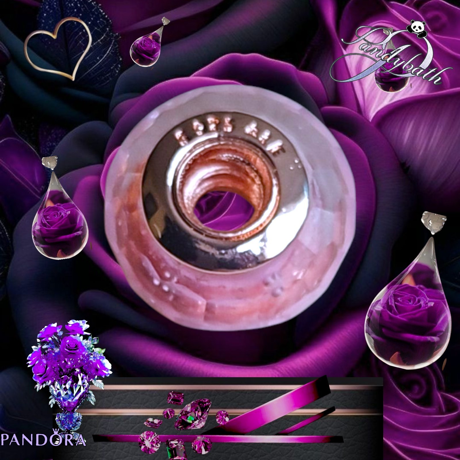 Pandora Sterling Silver Rose Gold Faceted Murano Glass Charm - 791068 US SELLER  Item image 8