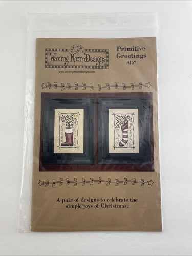 Waxing Moon Designs Embroidery Pattern Christmas Stockings Primitive Greetings  Item image 5