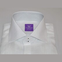 Mens 100% Linen Summer Shirt J.Valintin Turkey-Usa High Collar OBR78-01 White image 9