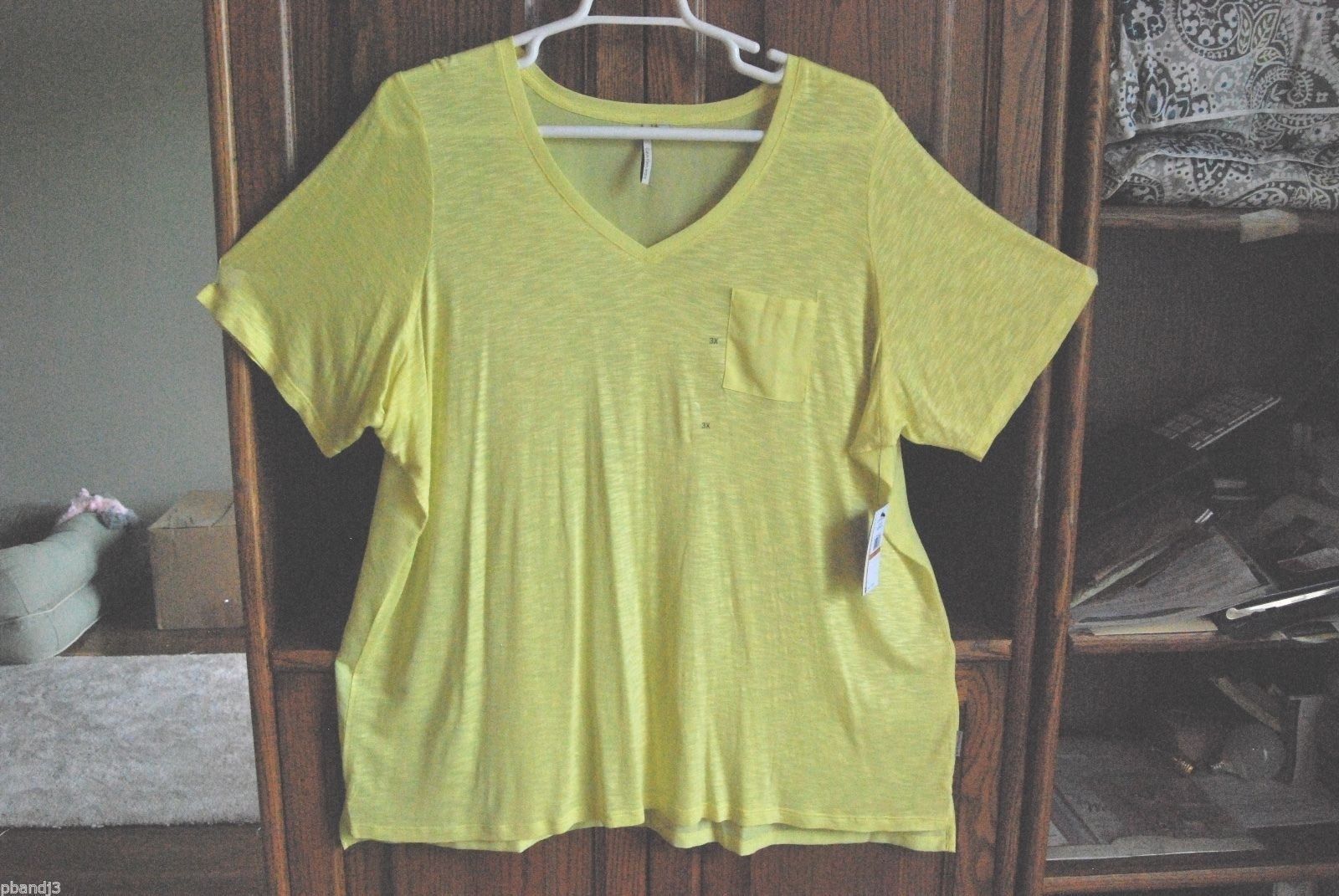 Calvin Klein 3X Shirt Top, Variegated Yellow and Solid Weave - $37.00