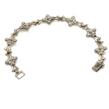 Vtg Sterling Silver MCM Deco Style W.E Rogers Pretty Floral Motif Link Bracelet - £51.25 GBP