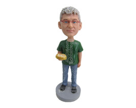 Custom Bobblehead Man In Cool Casual With Pizza In Hand - Leisure &amp; Casual Casua - £71.14 GBP