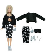 Black Dress Top Skirt Sandals Handbag For Barbie Doll Handmade Kid DIY T... - £10.69 GBP