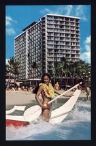 OUTRIGGER HOTEL on the BEACH of WAIKIKI HAWAII - Bikini girl standing in... - $4.90