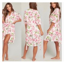 Show Me Your Mumu White Pink Floral Robe One Size - £20.23 GBP