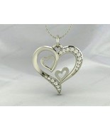 925 Sterling Silver Heart Shape Diamond Stone Handmade Modern Pendant Ne... - $39.60+