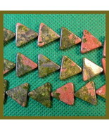 13mm Unakite Triangle Beads (10) TEN Beautiful Beads! - $4.03 CAD