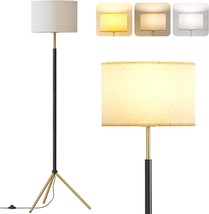 Tripod Floor Lamp Standing Industrial Tall Reading Black Gold Bedroom Metal LED - £47.56 GBP