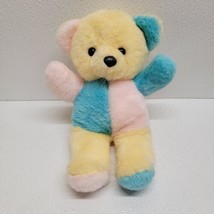 Vintage Dan Dee Pastel Color-Block Yellow Blue Pink Teddy Bear Plush 12&quot; - £34.97 GBP