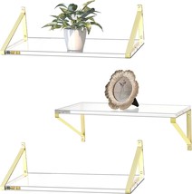 Three Gold Shelves: Gold Wall Shelf, Gold Floating Shelves, And Crystal-Clear - $68.96