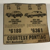 1980 Pontiac vintage Print Ad Advertisement pa7 - £5.45 GBP