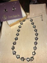 Premier Designs Rhinestone Choker Necklace Earring Set Primrose Flower  ... - £26.70 GBP