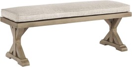 Beachcroft Patio Farmhouse Outdoor Upholstered Dining Bench In Beige Is A - £351.98 GBP