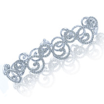 Women&#39;s Swirl Link Bracelet 3.40 TCW Natural Round Cut Diamond 14k White Gold - £4,443.38 GBP