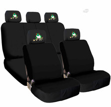 Black Cloth Car Seat Cover Full Set Frog Headrest Covers Universal Size New - £11.69 GBP+