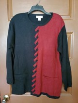 Dressbarn &#39;s Sweater Size 18/20 Black Red With Pockets - $9.90