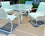 Vintage Winston Outdoor Mesh And Aluminum Oval Dining Table And Four Chairs - £347.96 GBP