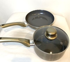 Moss and Stone Saucepan with Lid  and Small Skillet Non-Stick - £14.89 GBP