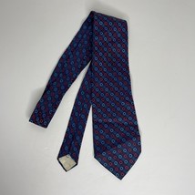 Vintage Navy Necktie Wide Tie Geometric Polyester - £13.93 GBP