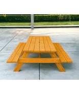 94&quot; Natural Solid Wood Outdoor Picnic Table with Umbrella Hole - $42,367.94 MXN