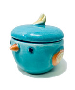 Vintage Blue Bird Yellow Tailed Lidded Crackle Glaze Ceramic Trinket Box... - £17.29 GBP