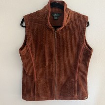 Woolrich Womens Vest Size Large Burnt Orange Ribbed Corduroy Cotton High Neck - £12.34 GBP