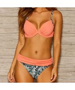Orange Floral Two Piece Bikini Swimsuit - $365.18 MXN