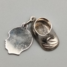 Boy Child Silhouette and Baby Shoe 925 Silver Pendant Charms Lot VTG Ste... - $17.95