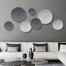 Silver And Grey Wall Decor For Living Room, 7Pcs Metal Wall Art Hanging Sculptur - £78.28 GBP