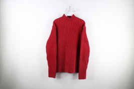 Vintage Gap Mens Large Faded Blank Heavyweight Ribbed Knit Mock Neck Sweater Red - £54.17 GBP